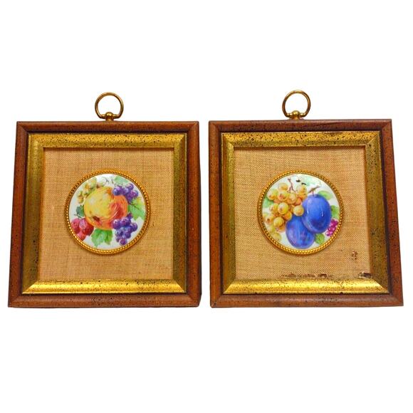 Vintage Pair B&S Creations NY Framed Wall Art Porcelain Cameos Gold Gilt 1940’s - Picture 1 of 10
